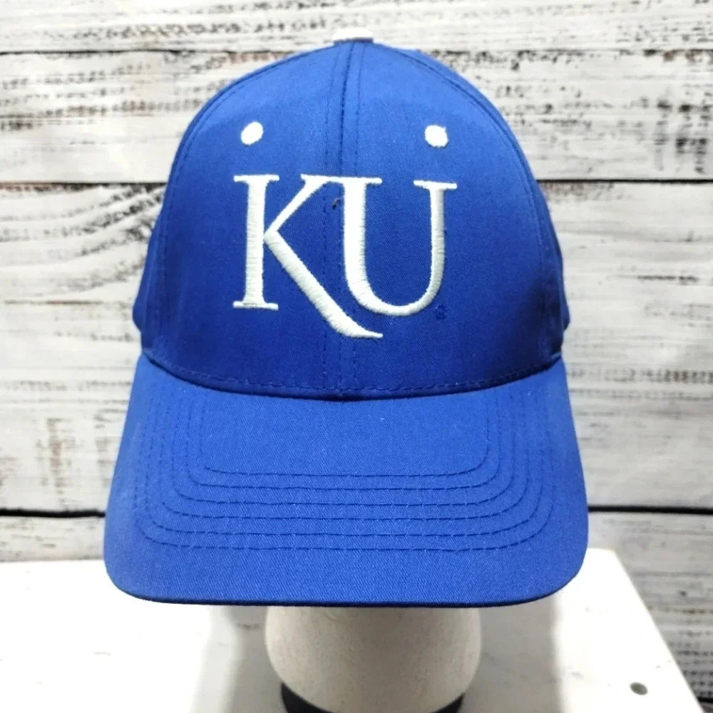 KU Basketball Vintage Snapback Hat Blue White ONE SIZE Trucker Kansas‎
